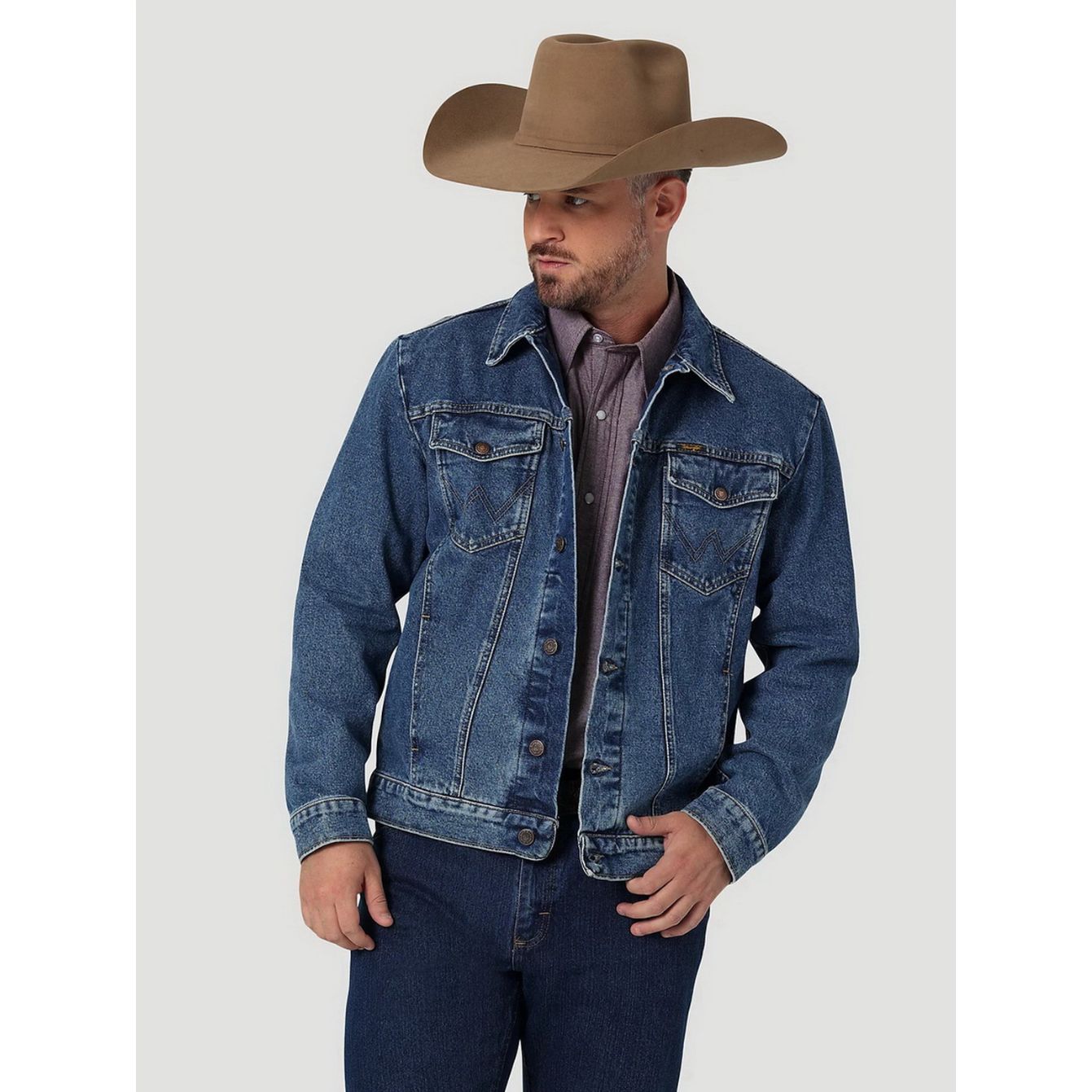 MEN'S WRANGLER MEN’S WESTERN DENIM JEAN JACKET, Unlined - Stonewash 112335728