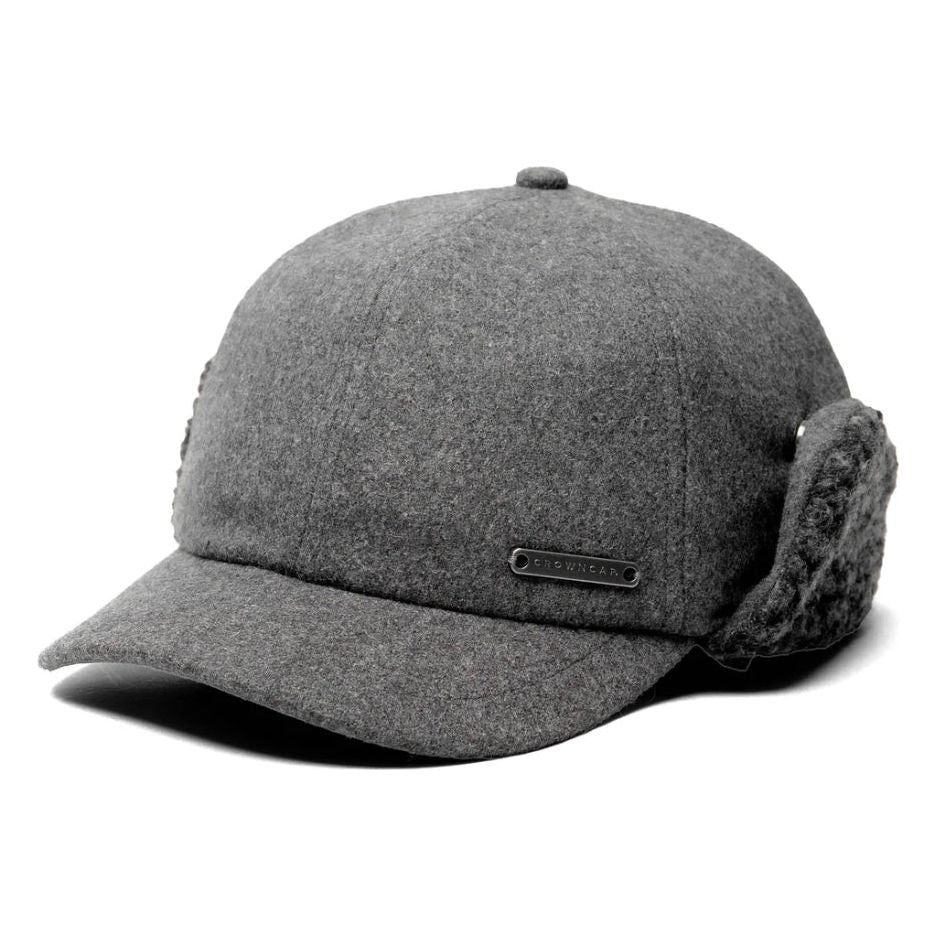 CROWNCAP Solid Wool Blend Melton Cap -Grey 1-46741
