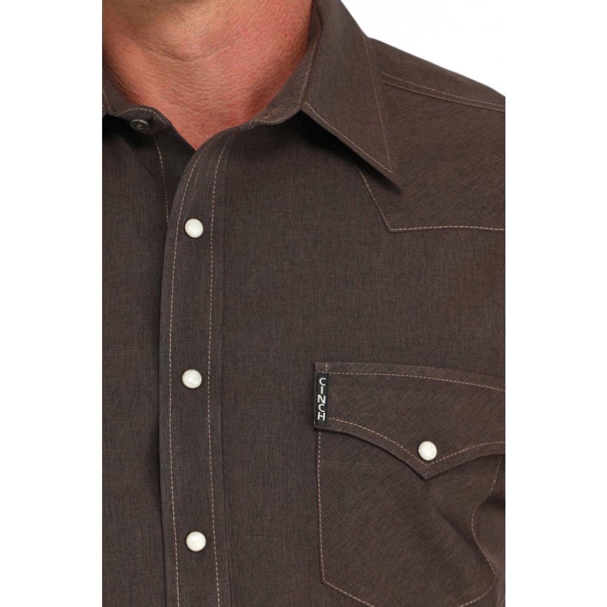 Cinch Men’s Western Shirt - MODERN FIT, STRIPE, SNAP FRONT - BROWN MTW1303082