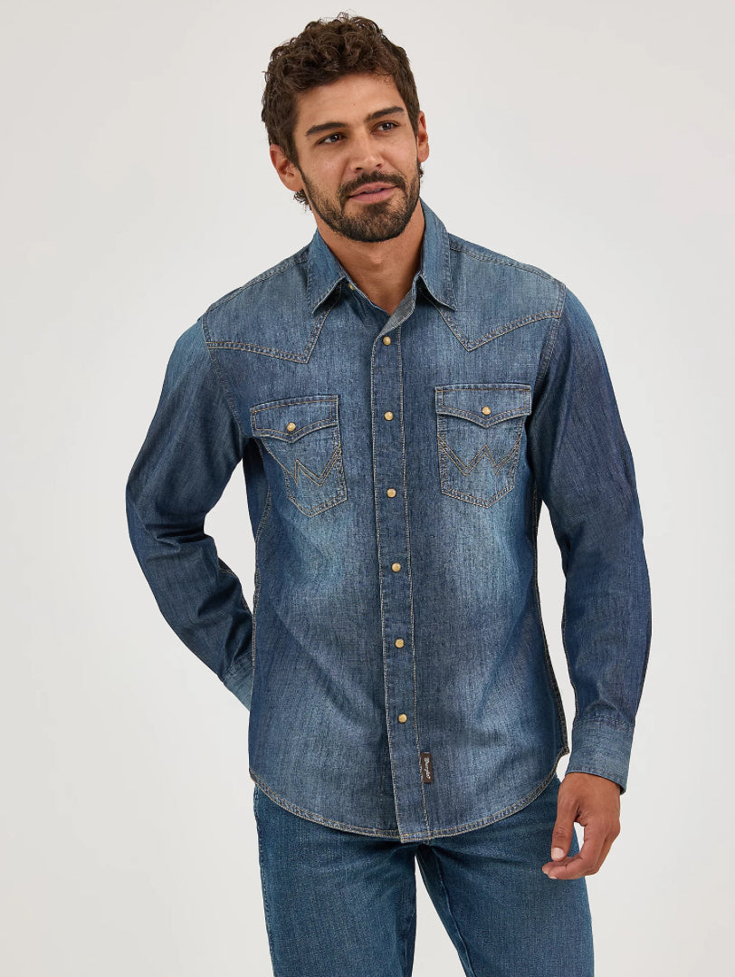 WRANGLER® Men’s RETRO® PREMIUM Long Sleeve Western Snap, Modern Fit MVR458D