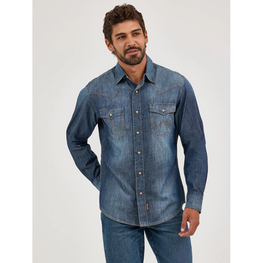WRANGLER® Men’s RETRO® PREMIUM Long Sleeve Western Snap, Modern Fit MVR458D