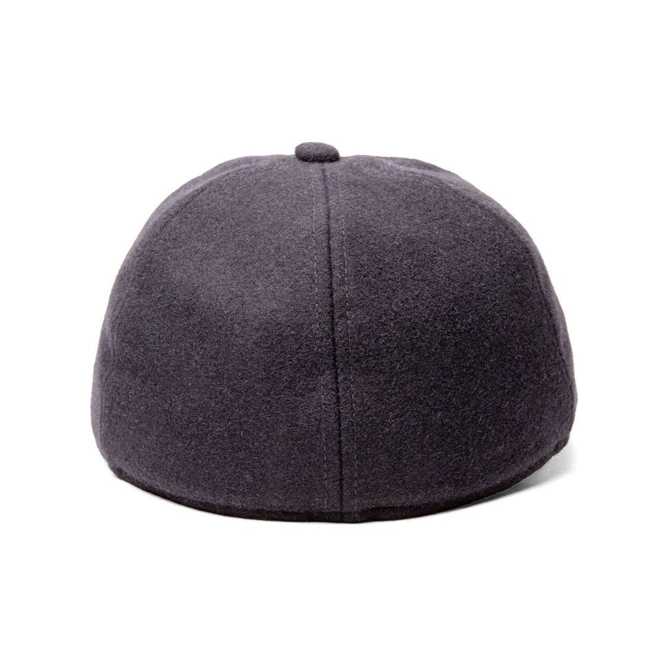 CROWNCAP Navy Wool Low-Profile Melton Ball Cap with Ear Flaps 1-210EC