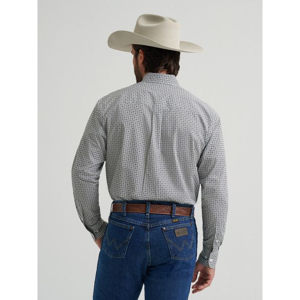 WRANGLER GEORGE STRAIT GREY GEO PRINT - MENS SHIRT - 112379024