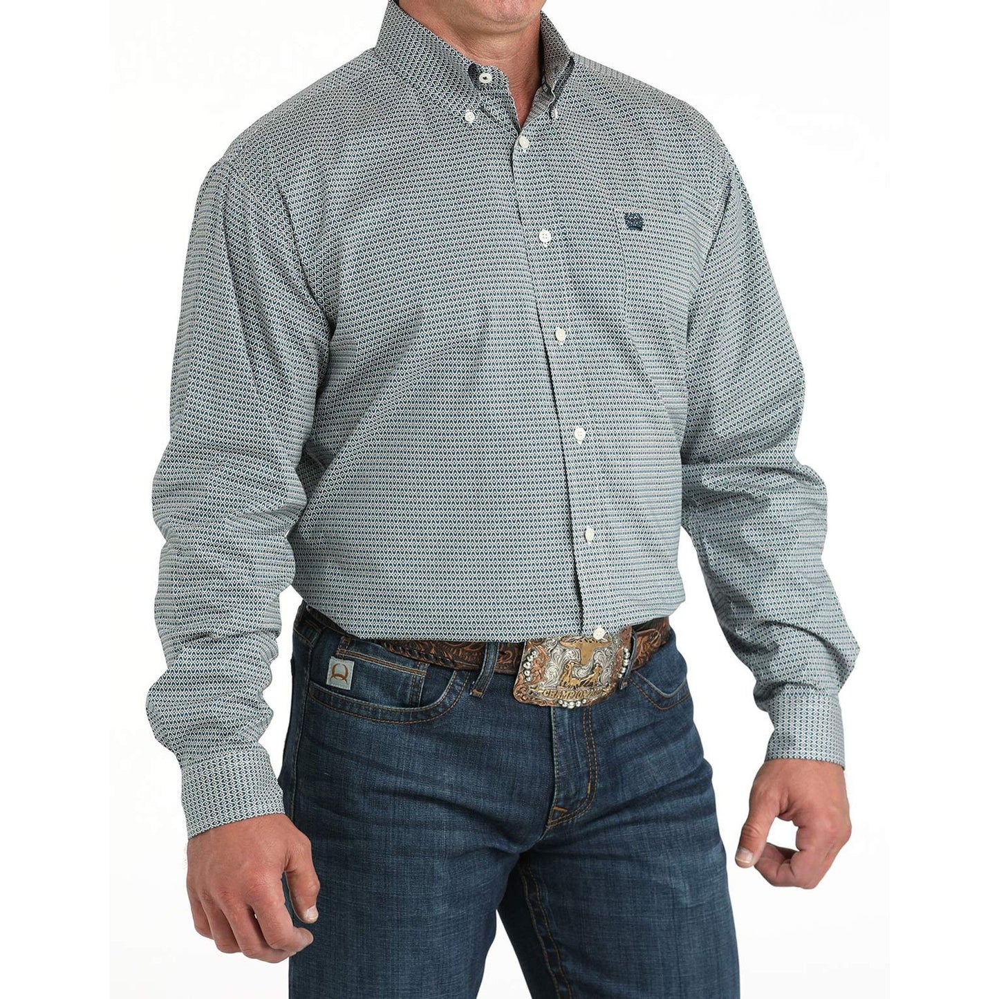 CINCH - Men LONG SLEEVE BUTTON-DOWN SHIRT, Teal MTW1105968