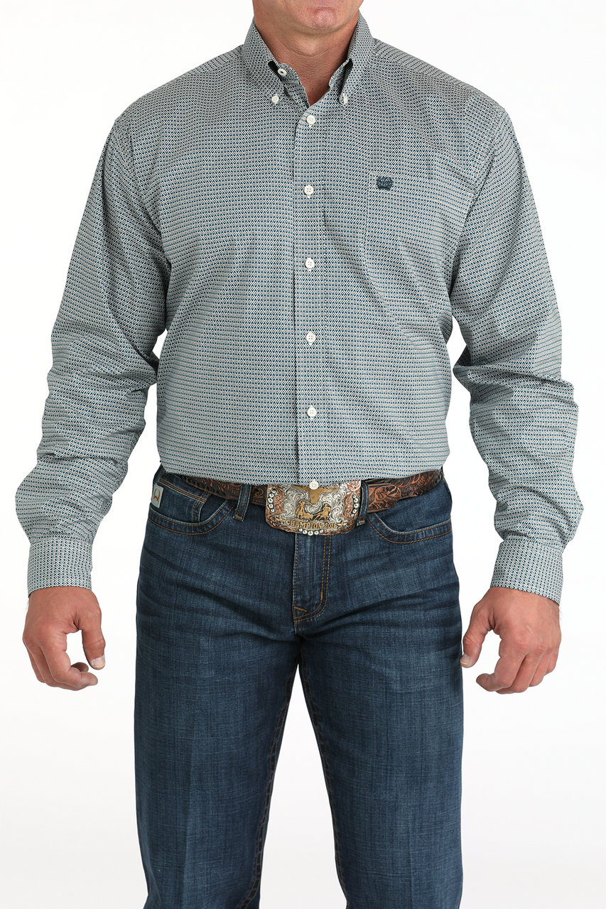 CINCH - Men LONG SLEEVE BUTTON-DOWN SHIRT, Teal MTW1105968