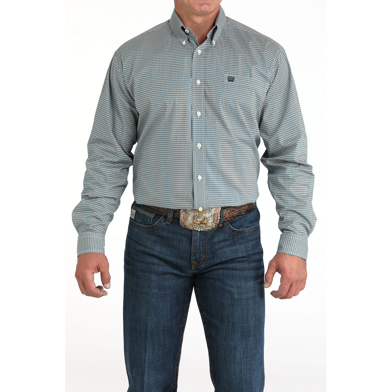 CINCH - Men LONG SLEEVE BUTTON-DOWN SHIRT, Teal MTW1105968