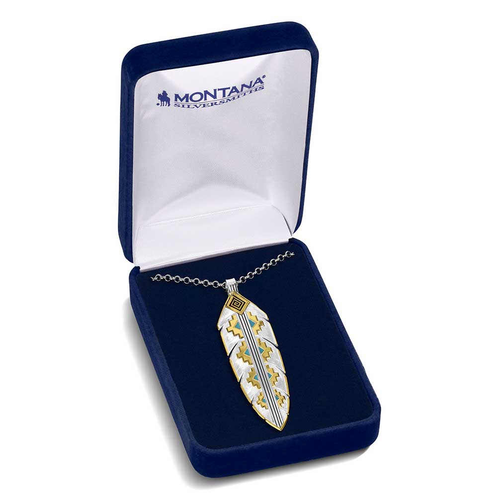 Montana Silversmiths Necklace - Large Aztec Feather NC6154