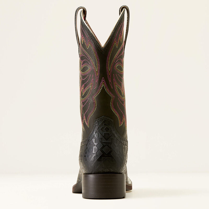 Ariat Ladies Western Boot, Buckley,Square Toe, Aztec Embossed Black, 10050885