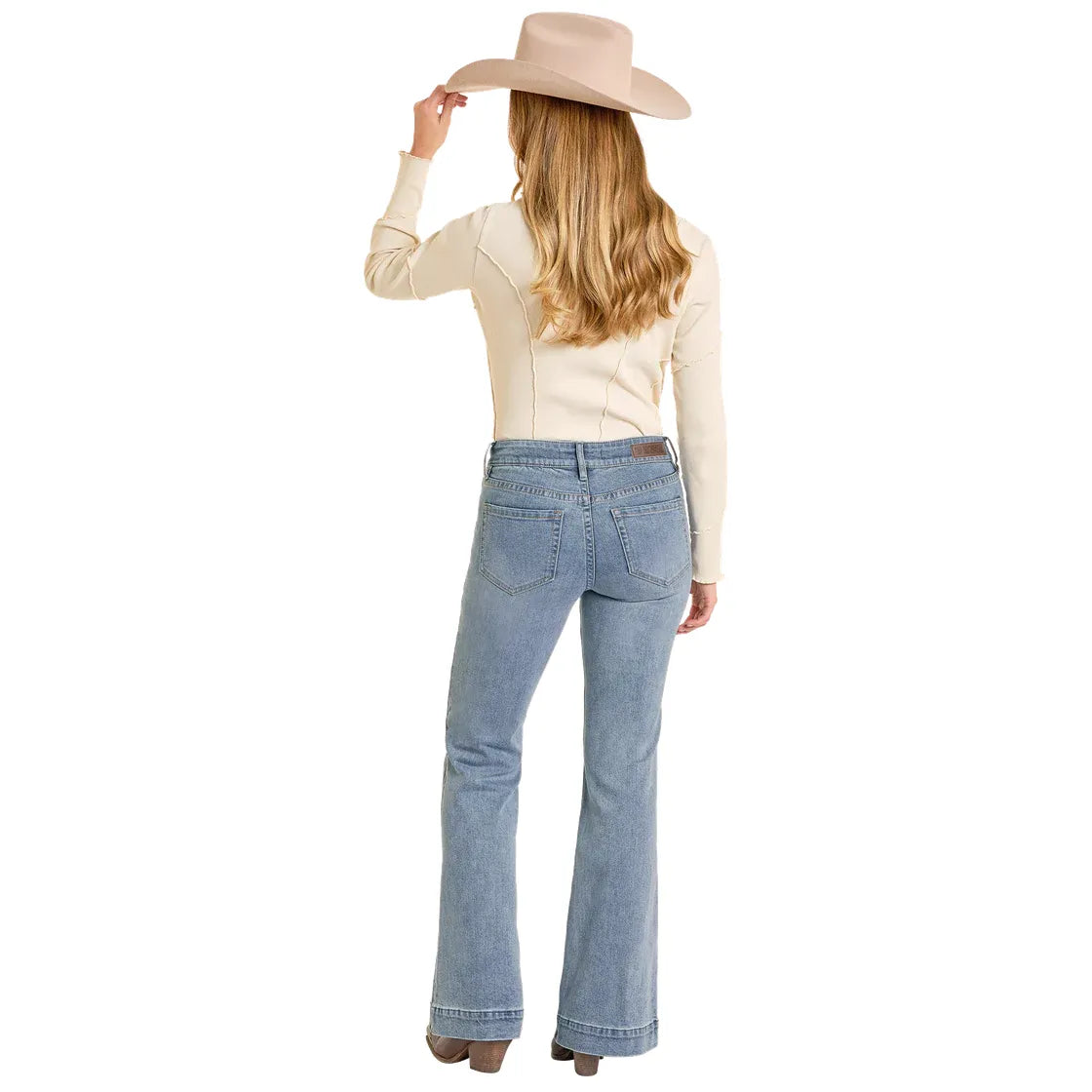 Rock & Roll Denim Ladies Trouser -Two Tone, Mid Rise, Light Wash BW5MD07206