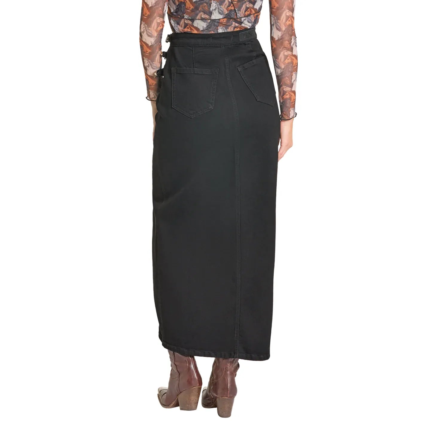 Rock & Roll Ladies Black Denim Maxi Skirt BW69D07224