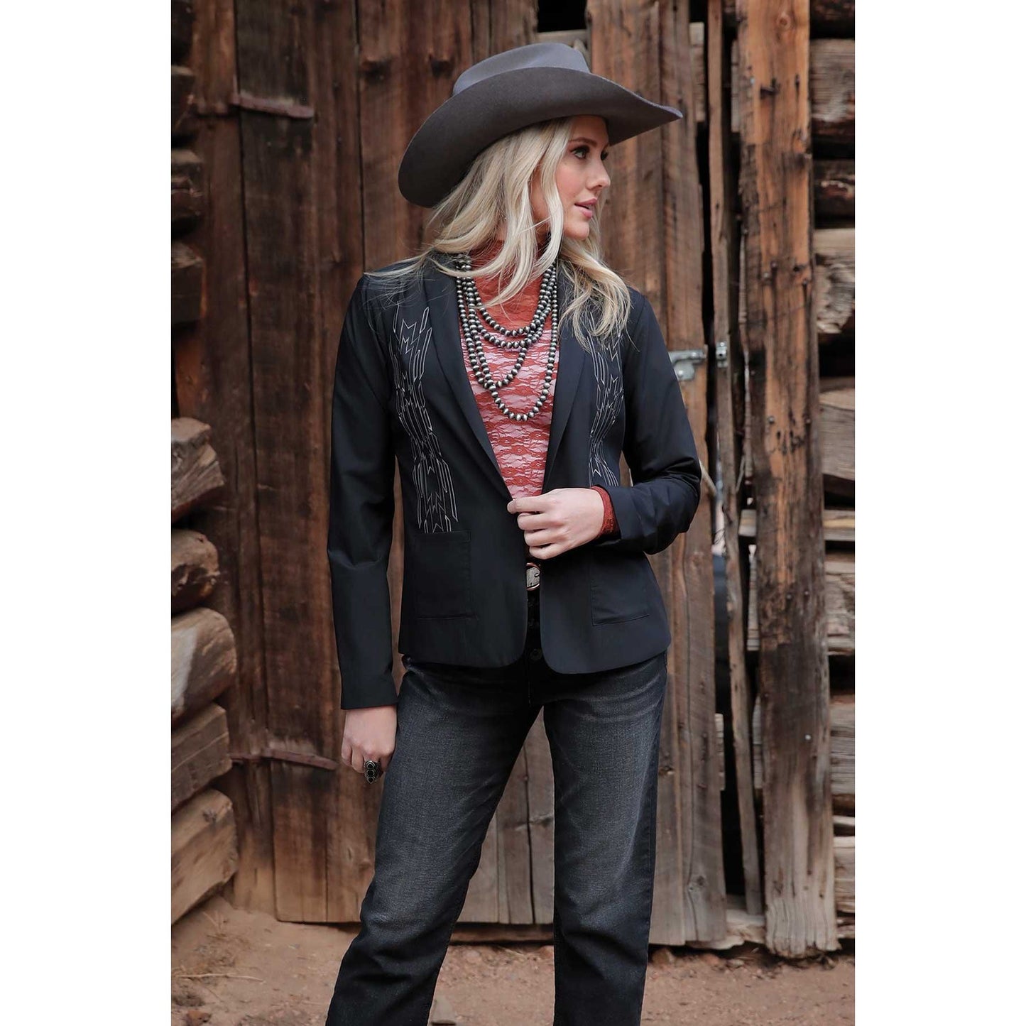 Cruel Denim Black Embroidered Blazer - CWJ7274004