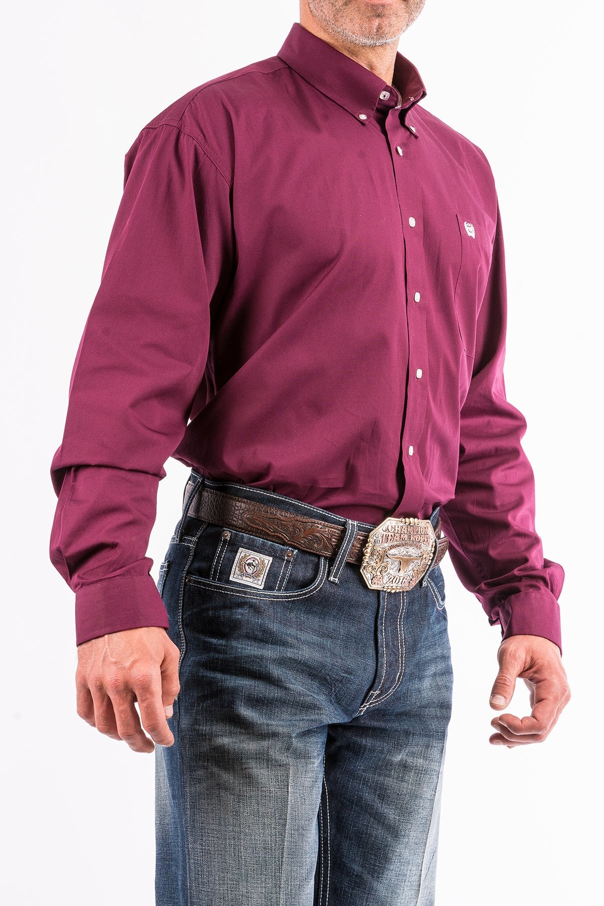 Cinch Men’s Long Sleeve Button Up, Plumb MTW1104239