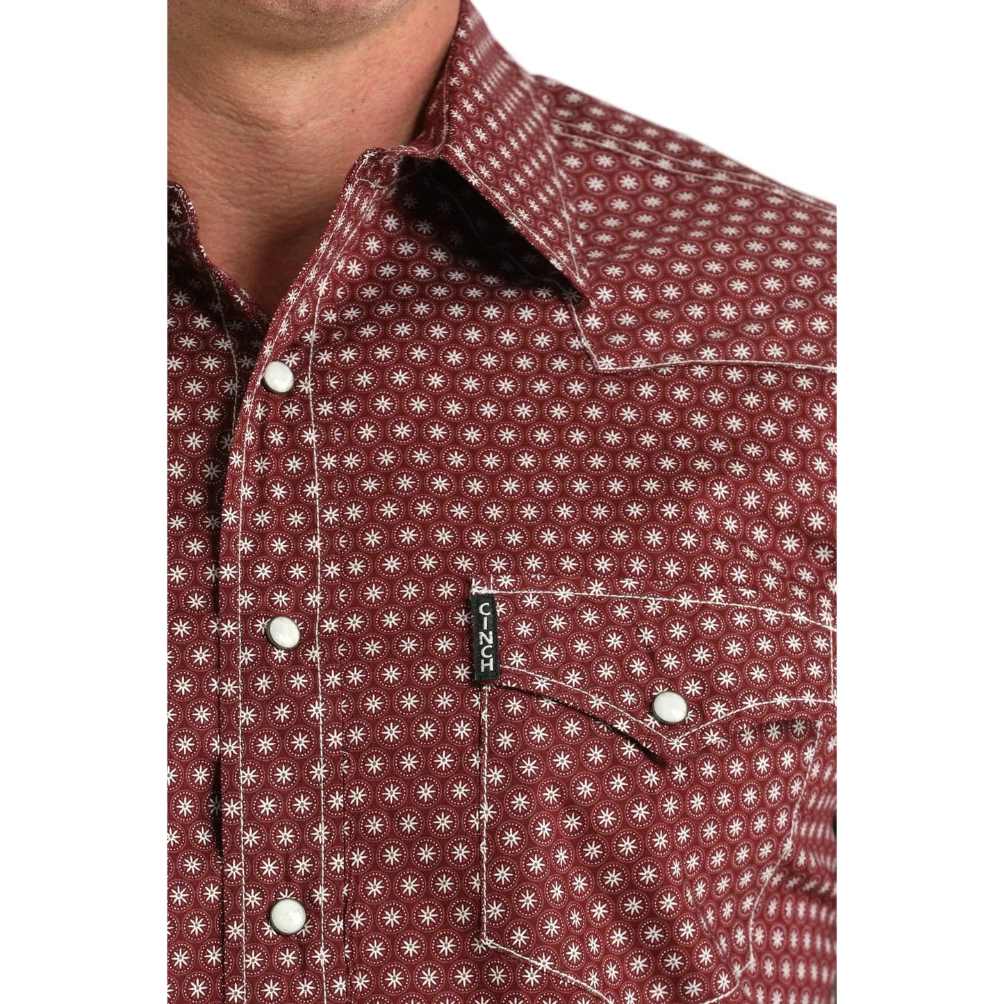 Cinch Men’s Modern Fit, Burgandy, Snap Shirt - p