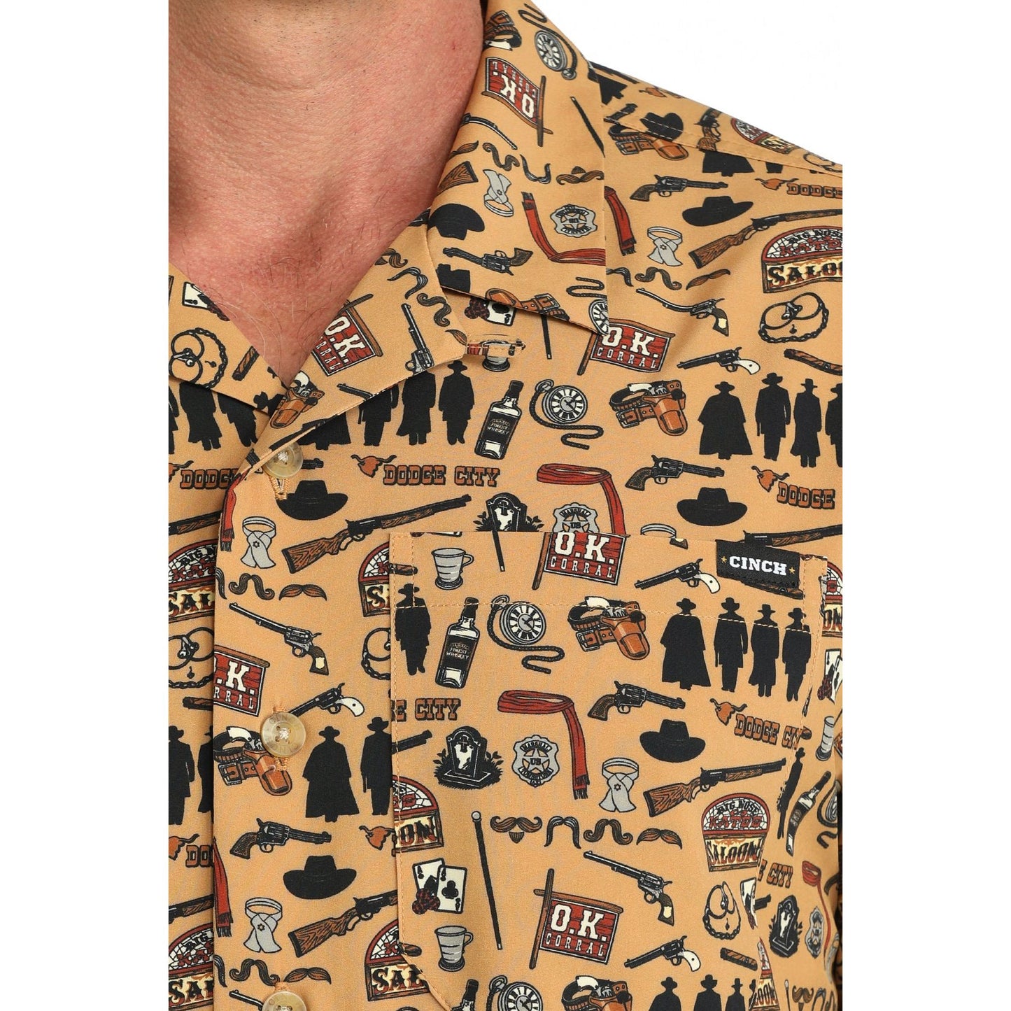 Cinch Men's Camp Short Sleeve, Dodge City, Button Down Shirt MTW1401058