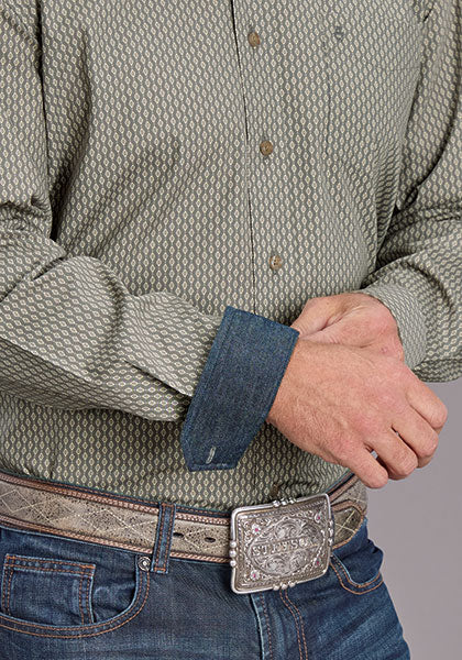 Stetson Men’s Snap Shirt, Grey, Diamond Gio Print 11-001-0526-4015