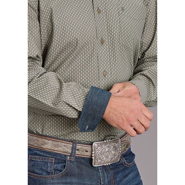 Stetson Men’s Snap Shirt, Grey, Diamond Gio Print 11-001-0526-4015