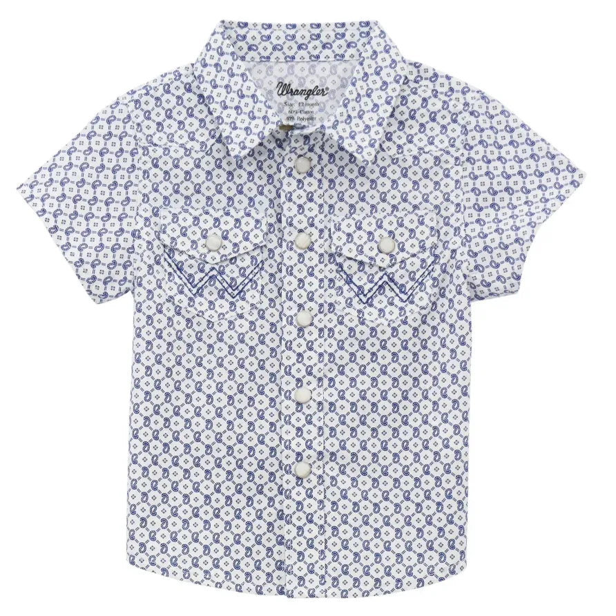 Wrangler Infant Boy Pearl Snap Short Sleeve Shirt, blue - 112378879