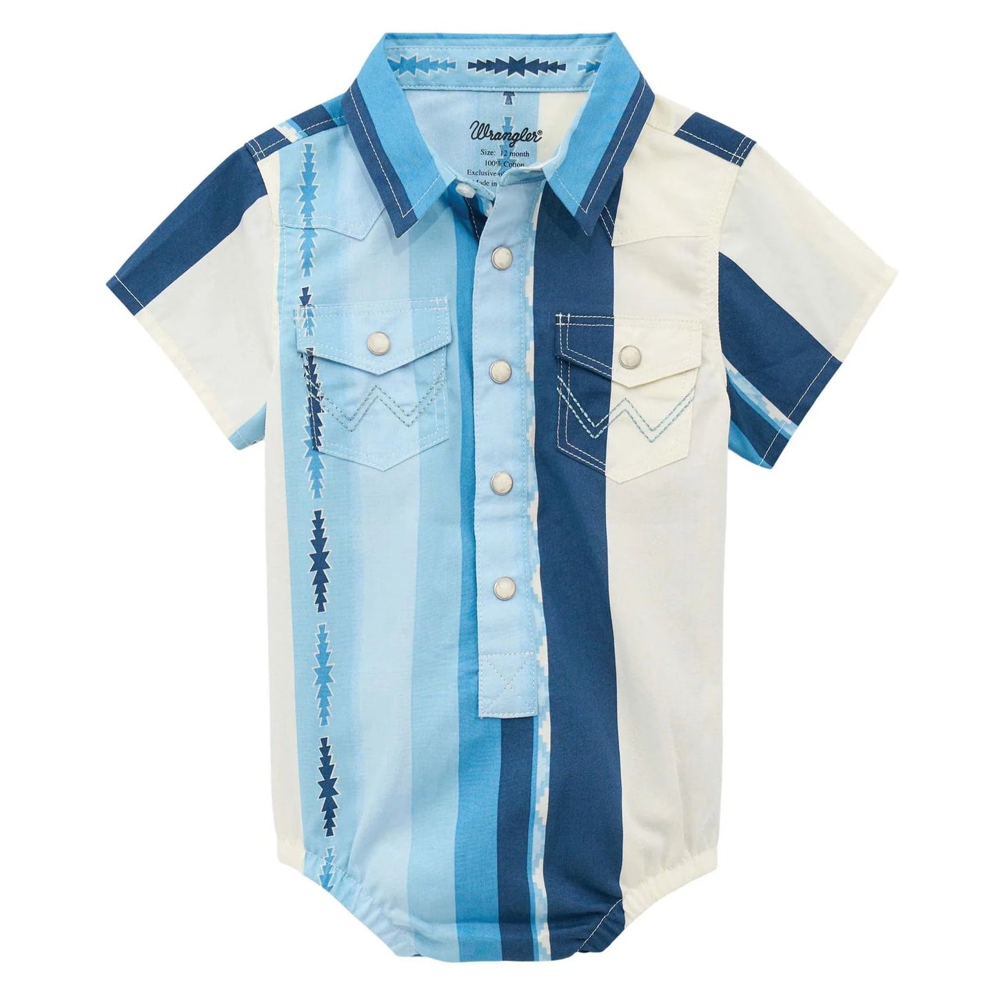 Wrangler Infant Boy Pearl Snap Onesie, blue - 112378895