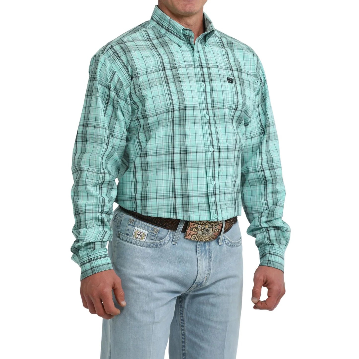 Cinch Men's Plaid Turquoise, Button Down Shirt MTW1106115