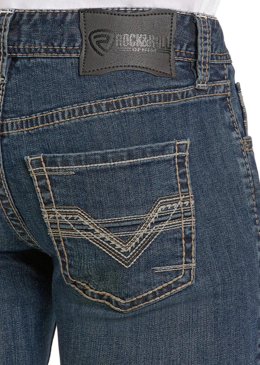 ROCK & ROLL Men’s JEAN - Regular fit, Med Vintage, Pistol Stackable Boot, BMSPD07356