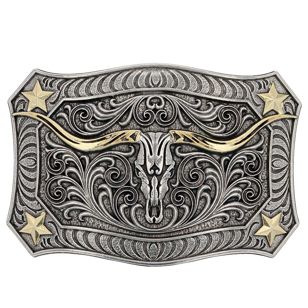 Montana Attitude Buckles - Longhorn Crest Fillgree A935