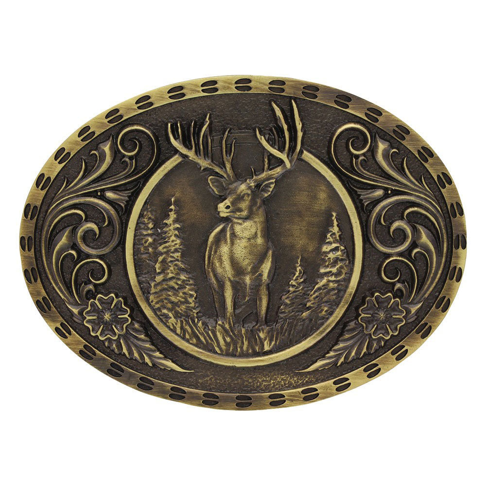 Montana Attitude Buckles - Brass Buck Oval A507C