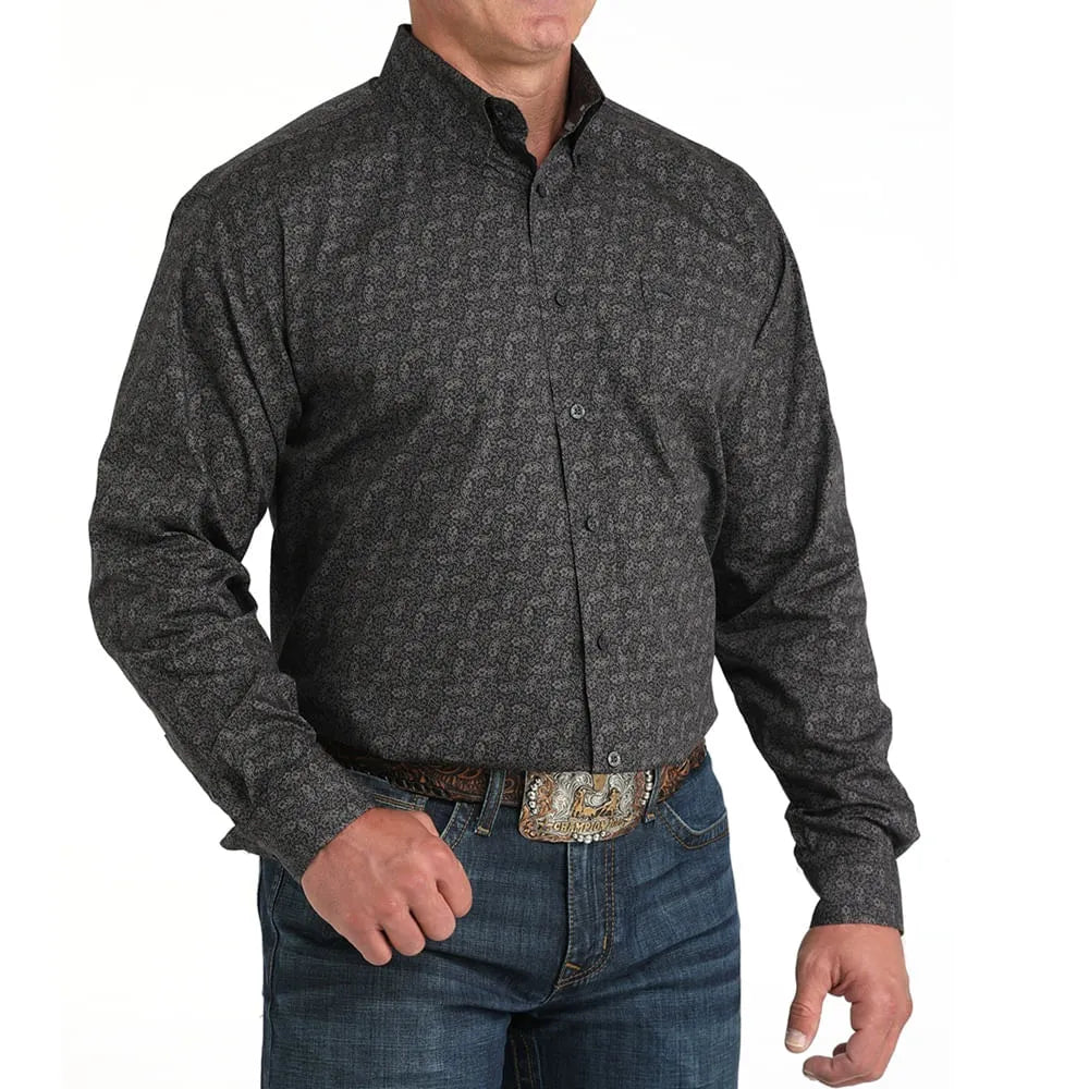 CINCH - Men LONG SLEEVE BUTTON-DOWN SHIRT, Charcoal MTW1105959
