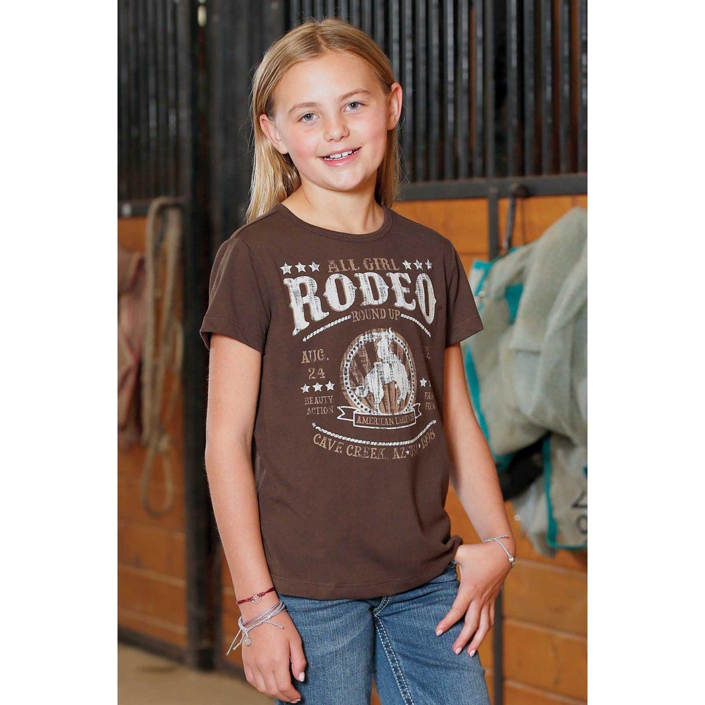 Cruel Girl - Toddler & Girl’s T-Shirt, “ All Girl Rodeo” - Brown CTK8910006