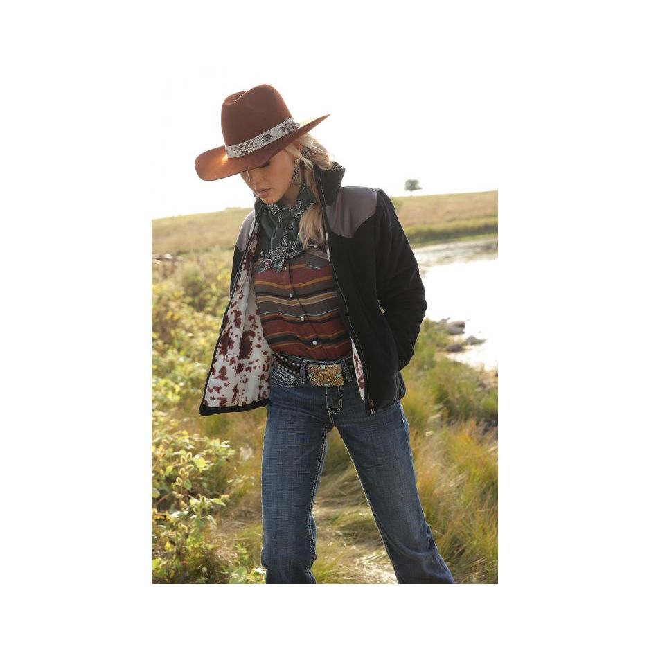 Cruel Denim Ladies Puff Jacket, Cow Print Inside, CWJ7404001