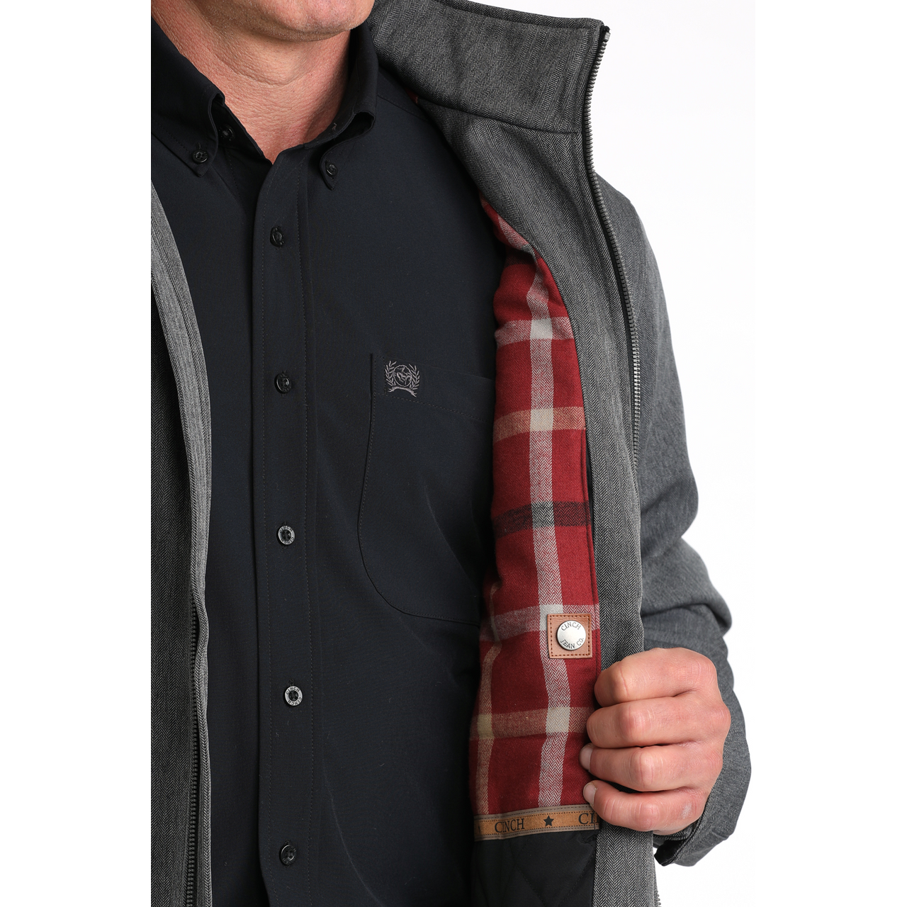 Cinch Men’s Jacket - Conceal Carry Black Herringbone MWJ1566005