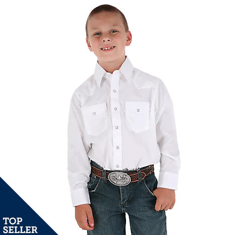 Wrangler Boy Shirt - white, Pearl Snap- 10204WHSL