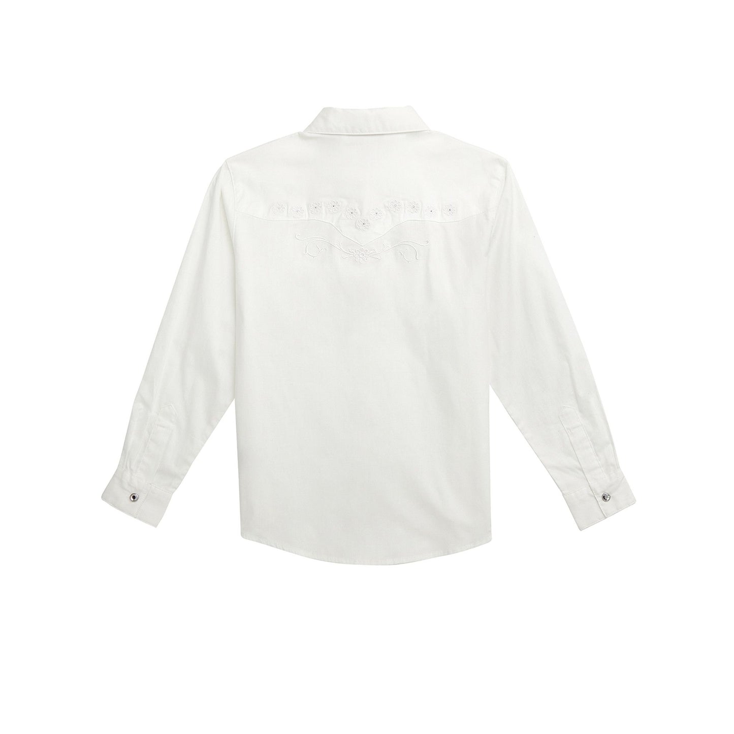 Wrangler Girls White, Rhinestone Snap Western Shirt 10GW7001W