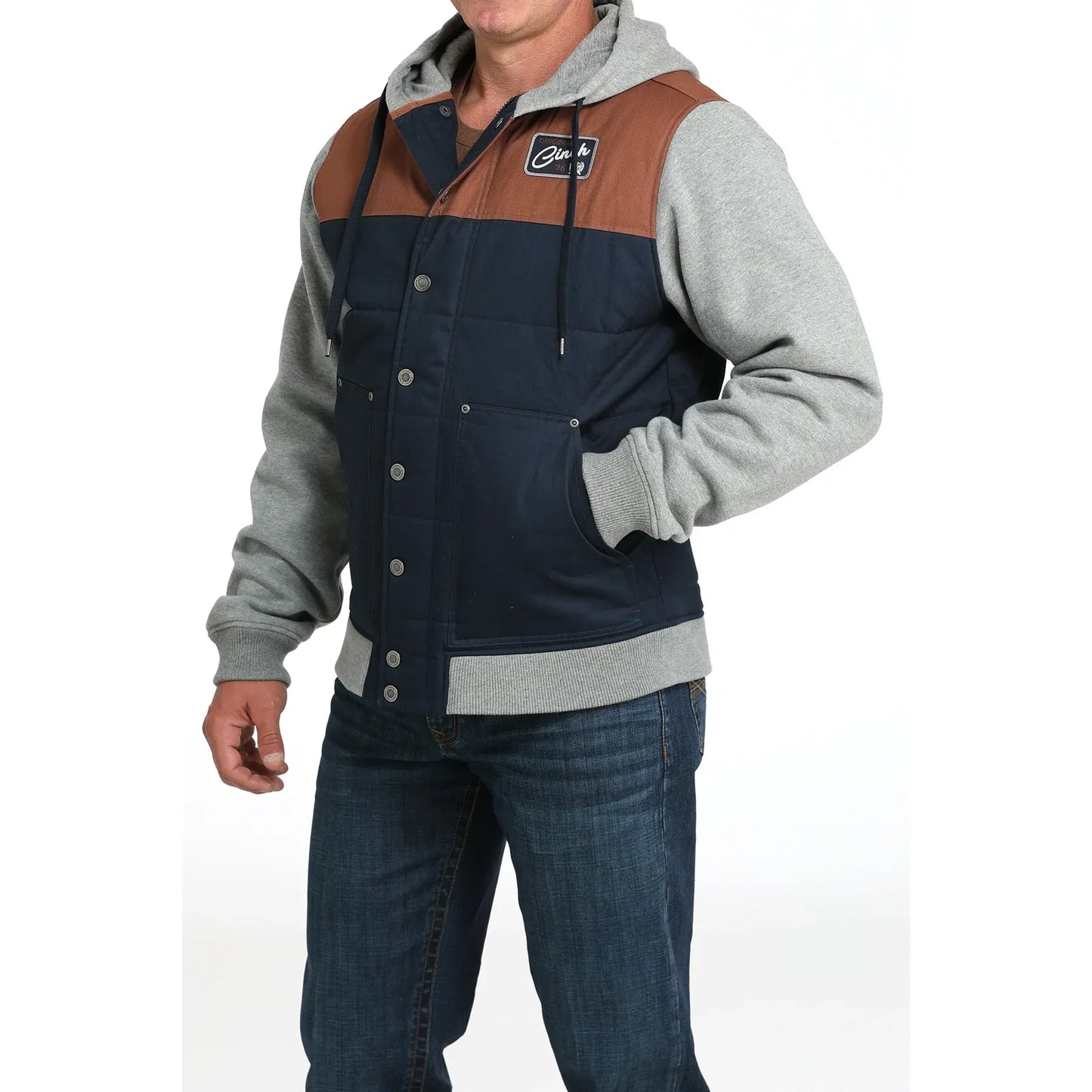 Cinch Jacket Men's Hoodie Jacket, Brown/Navy- MWJ1092004
