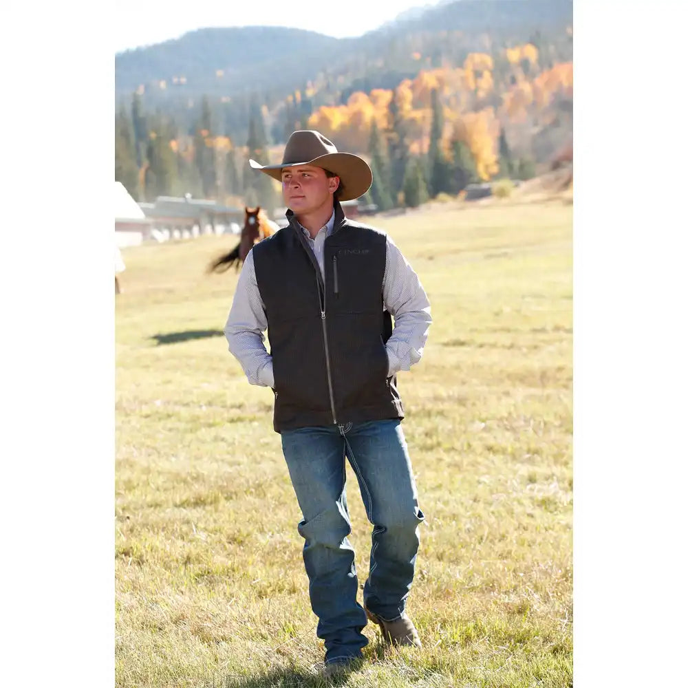 Cinch Men’s Vest - BROWN SOFTSHELL MWV1515025