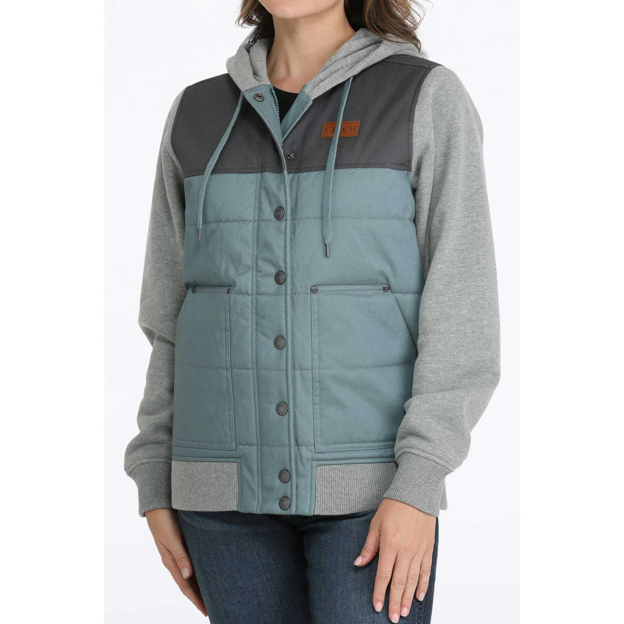Cinch Ladies CANVAS HOODIE JACKET - Gray / Dust Blue MAJ9862003