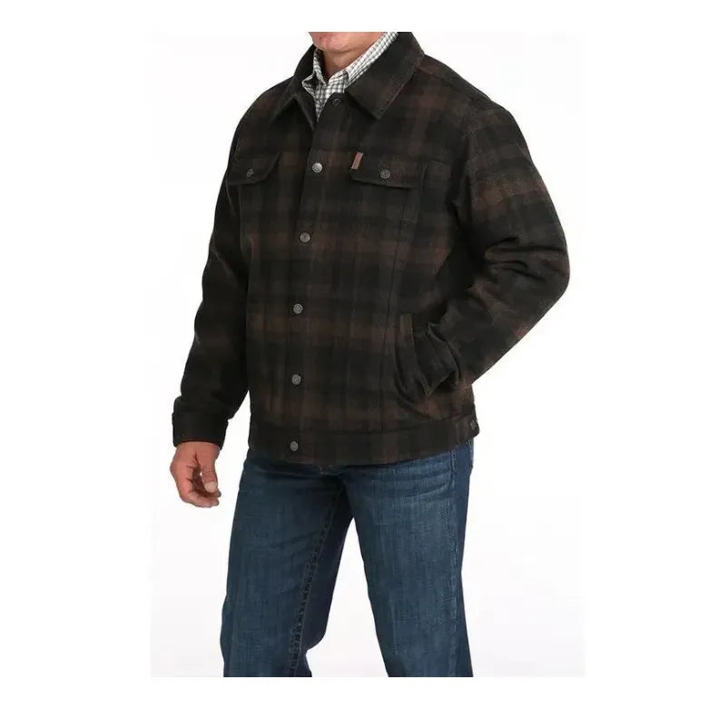 Cinch Men’s Jacket - WOOLY TRUCKER, Brown Plaid MWJ1921004