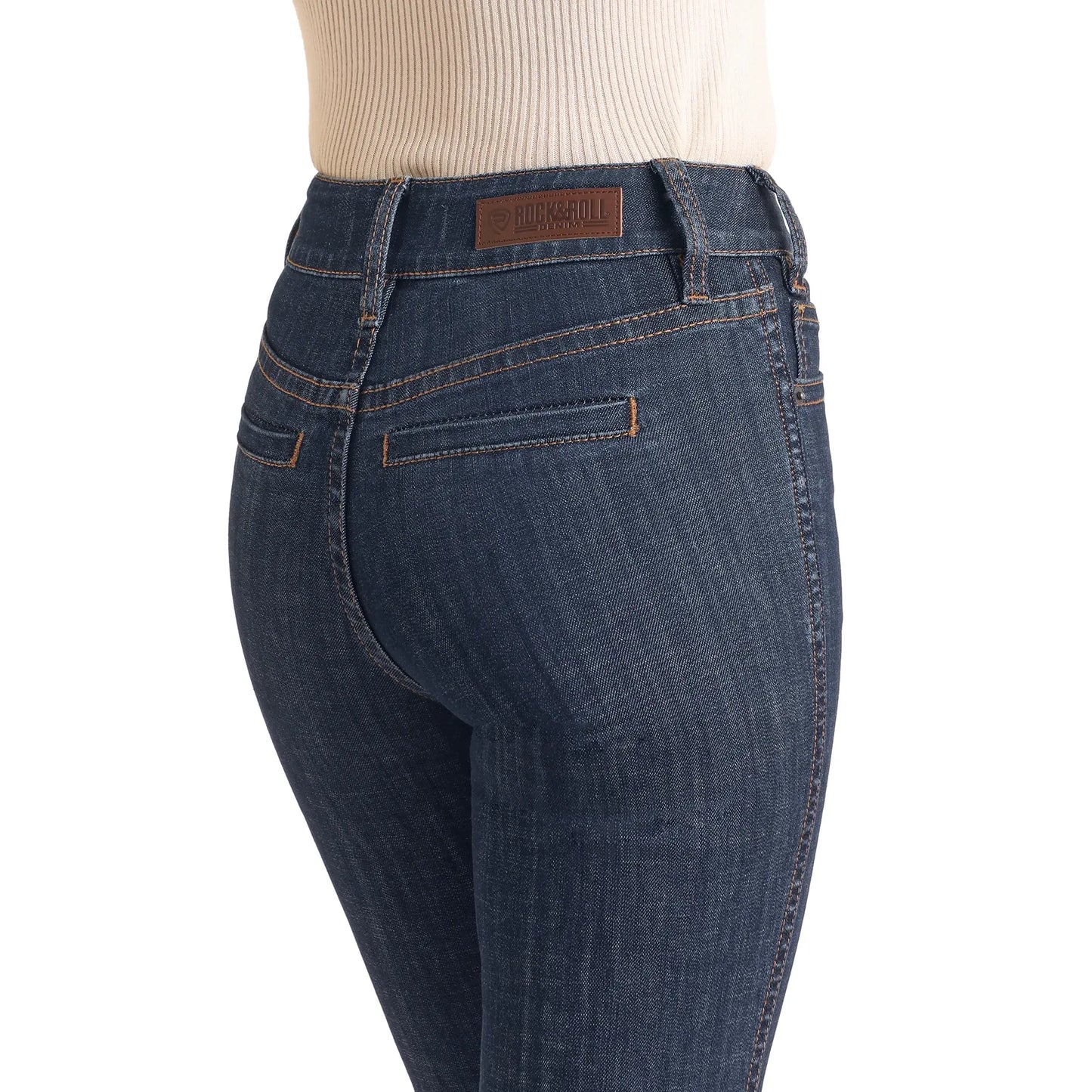 * Rock & Roll Denim Ladies Trouser -Welt Pocket, High Rise, Dark Wash BW5HD06047