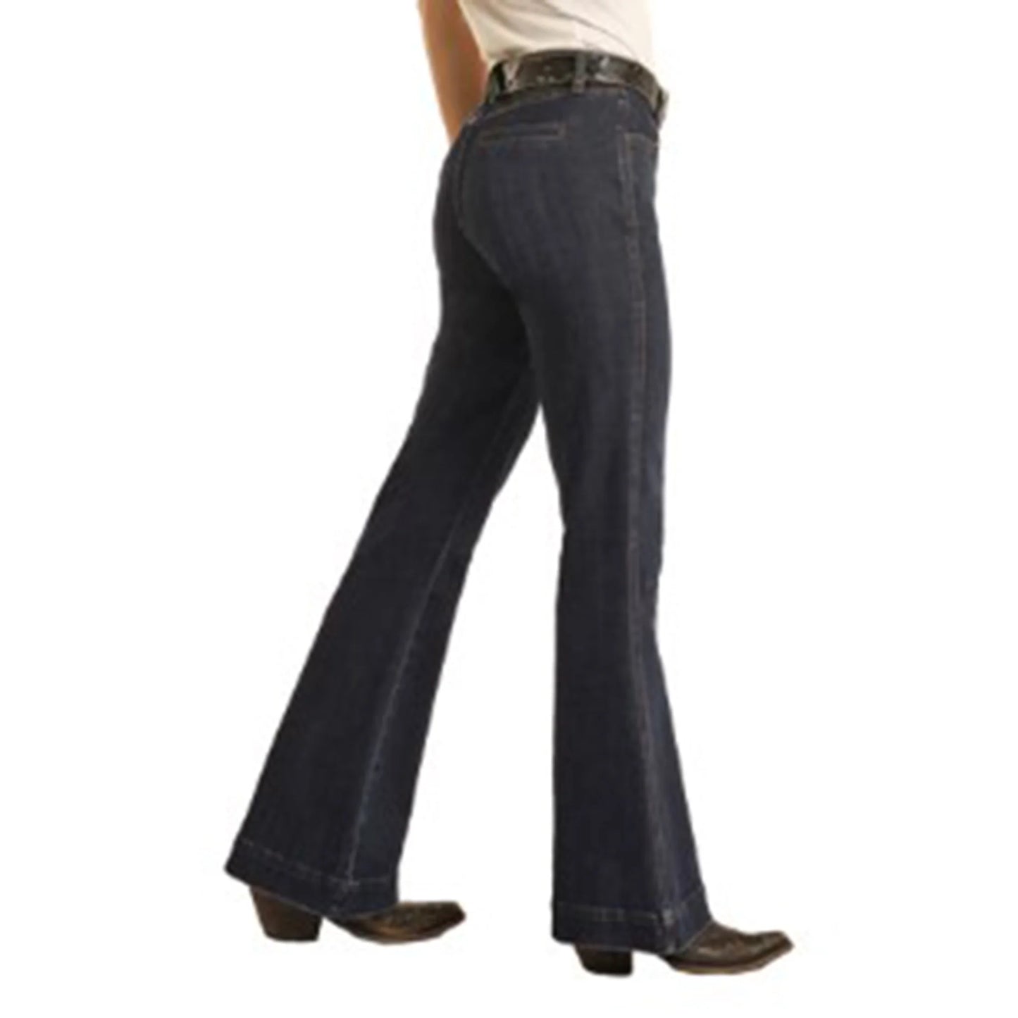 Rock & Roll Denim Ladies Trouser -Welt Pocket, High Rise, Dark Wash BW5HD03585