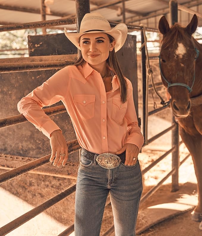 Wrangler Womens Retro Pink Dress Shirt 112358016