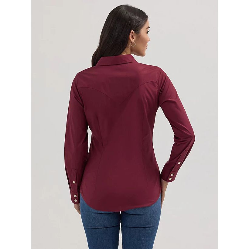 Wrangler Womens Retro Burgandy Dress Shirt 112358014
