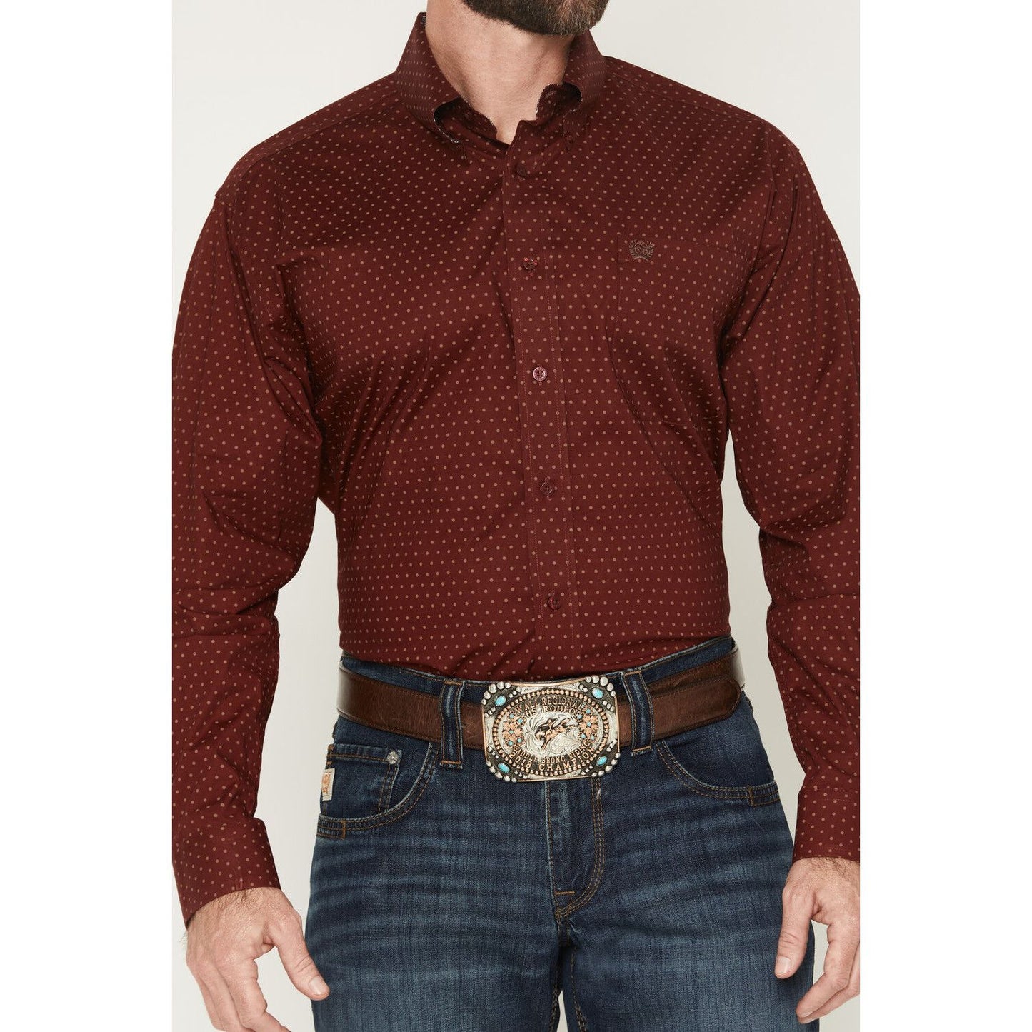 Cinch Men’s Button Down Western Shirt, Burgundy MTW1106024