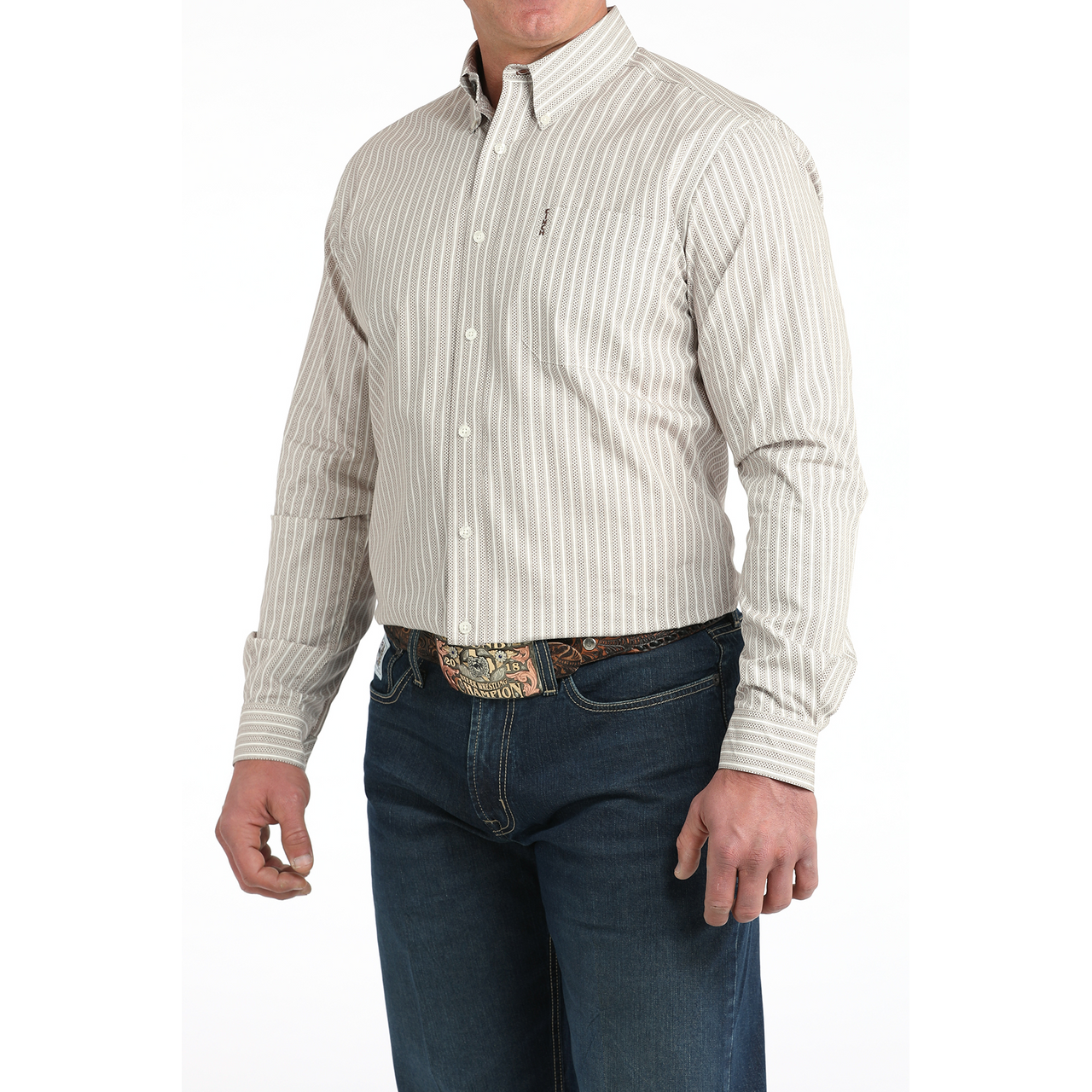 Cinch Men’s Modern Fit, Button Down Shirt, STRIPED 50'S BROADCLOTH- MTW1347148