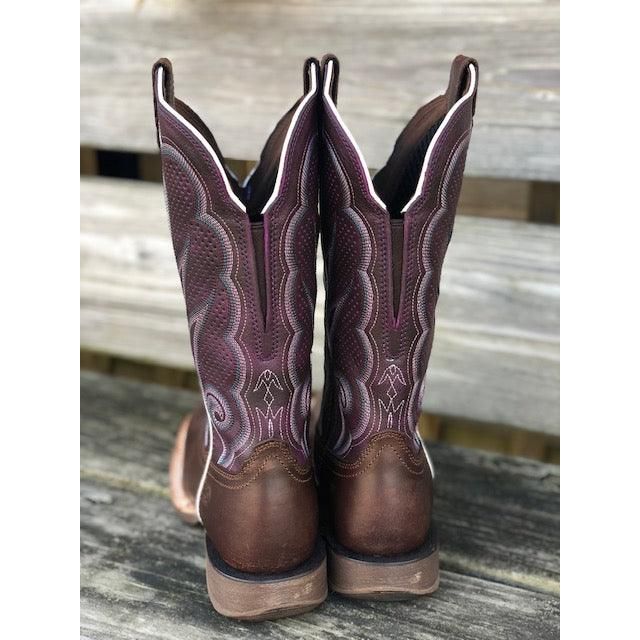 Durango Ladies Western Boot, X-treme AC, Brown Purple, Square Toe DRD0377