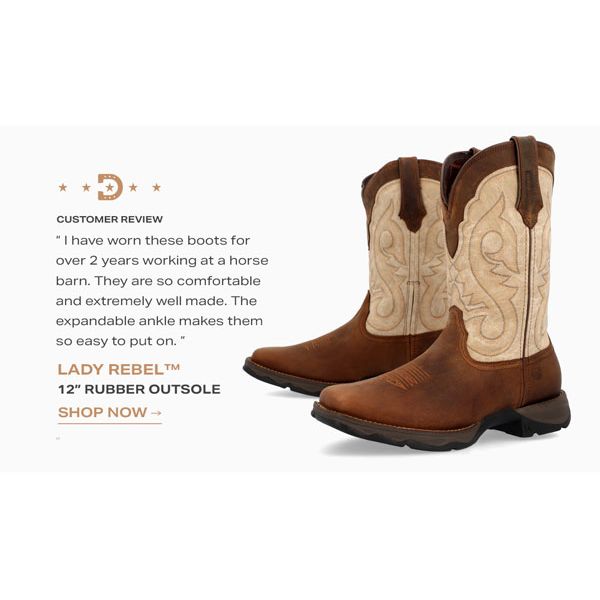 Durango Ladies Western Boot, Brown Cream, Square Toe DRD0332