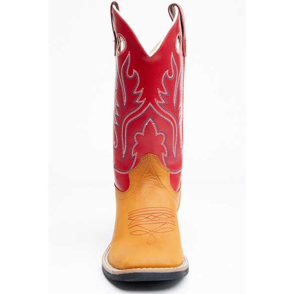 Old West Children Cowboy Boot, Square Toe, Red Top, BSC1883
