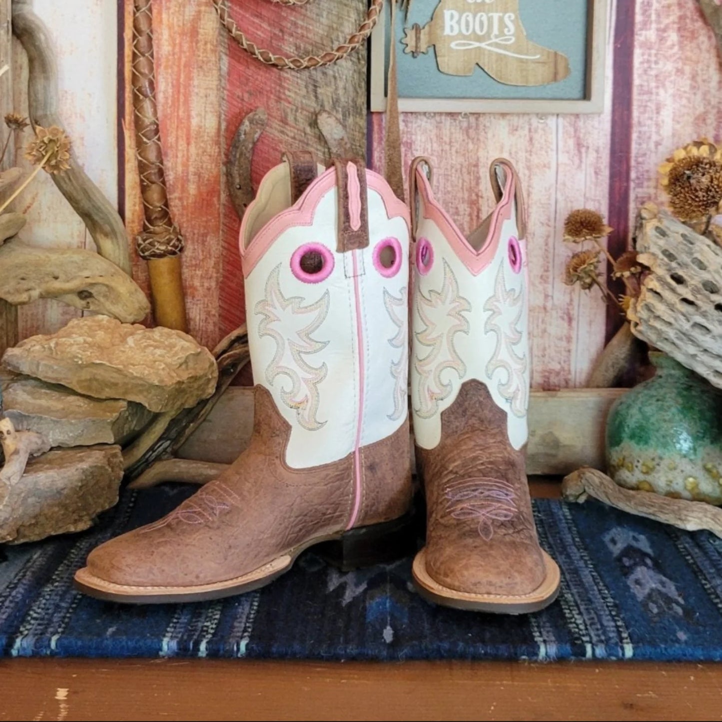 Old West Children Cowboy Boot, Print Square Toe, BSC1992