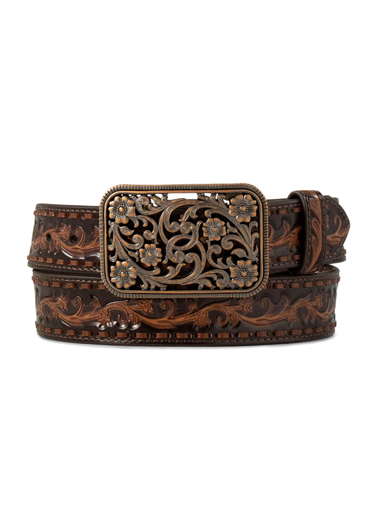 Ariat Ladies Belt Chocolate Embossed Floral Belt with Lace A1567147