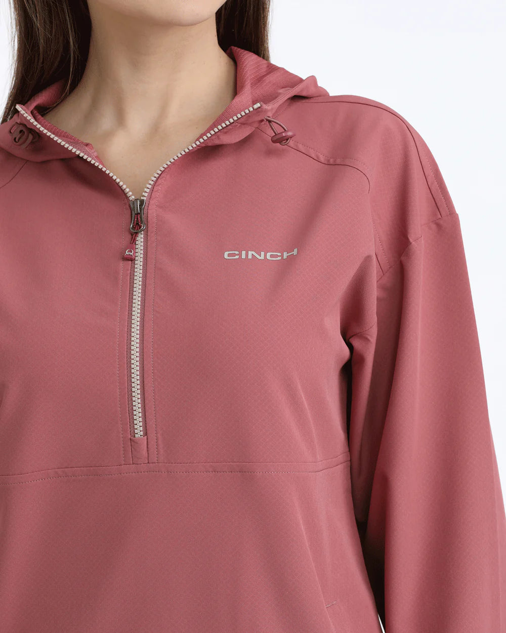 Cinch Ladies Bomber Jacket, 1/2 Zip, Rose, MAK9813002