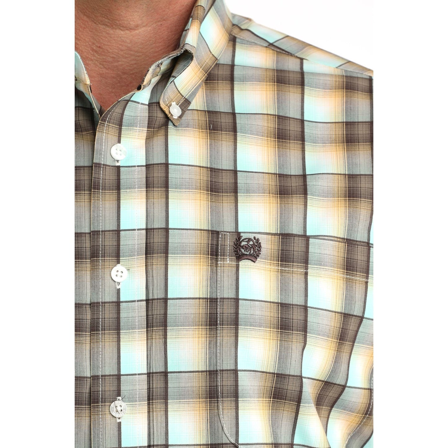 Cinch Men’s Button Down Western Shirt, Plaid Ombre, MTW1106067