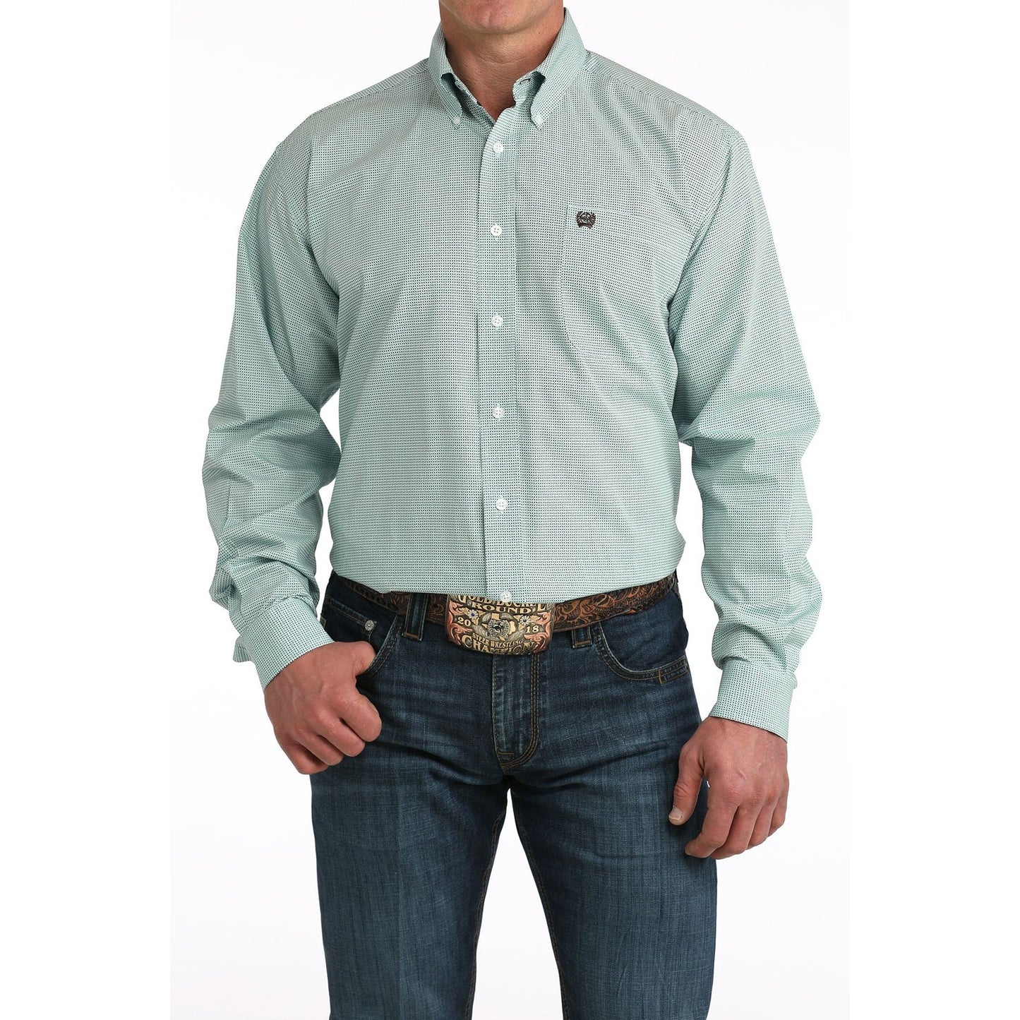 Cinch Men’s Button Down Western Shirt, Blue, MTW1106063